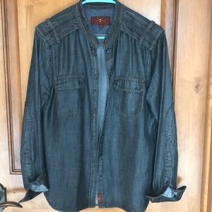 7 For all Mankind grey button down long sleeve